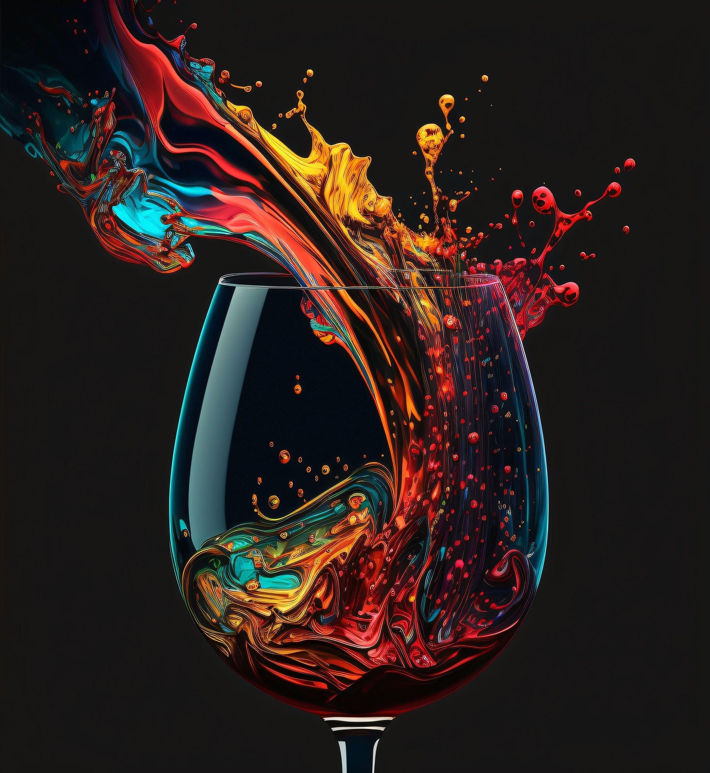 Wine Being Poured in to Glass Colorful - Canvas, Metal, Acrylic, Framed, or Giclee Print