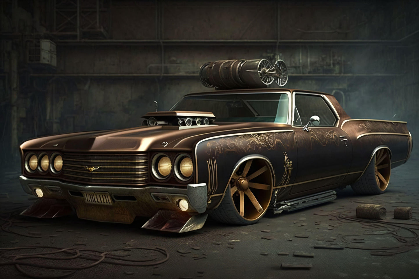 Steampunk Chevrolet El Camino SS 1970 - Canvas, Metal, Acrylic, Framed, or Giclee Print