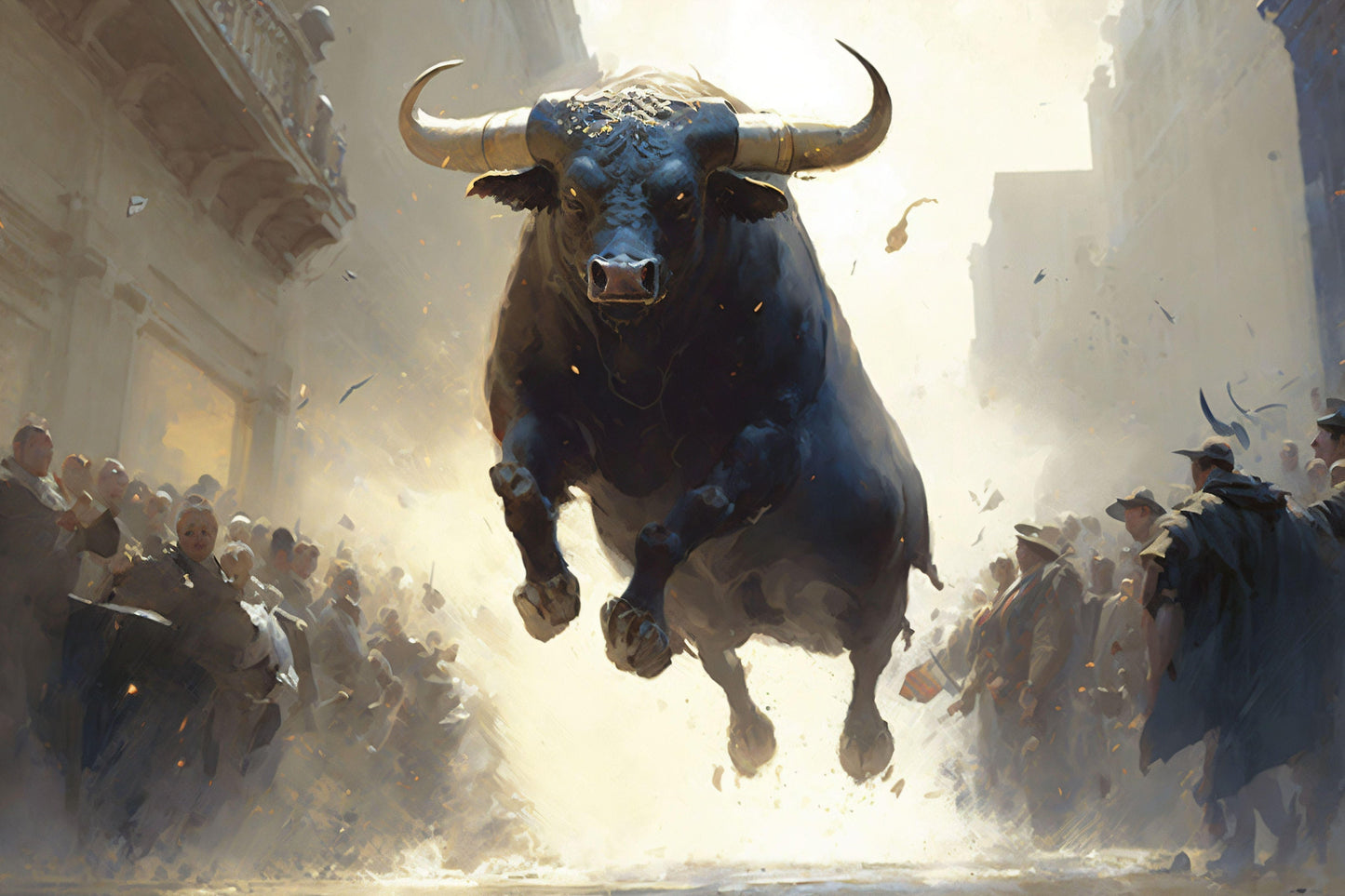 Running of the Bulls - Canvas, Metal, Acrylic, Framed, or Giclee Print