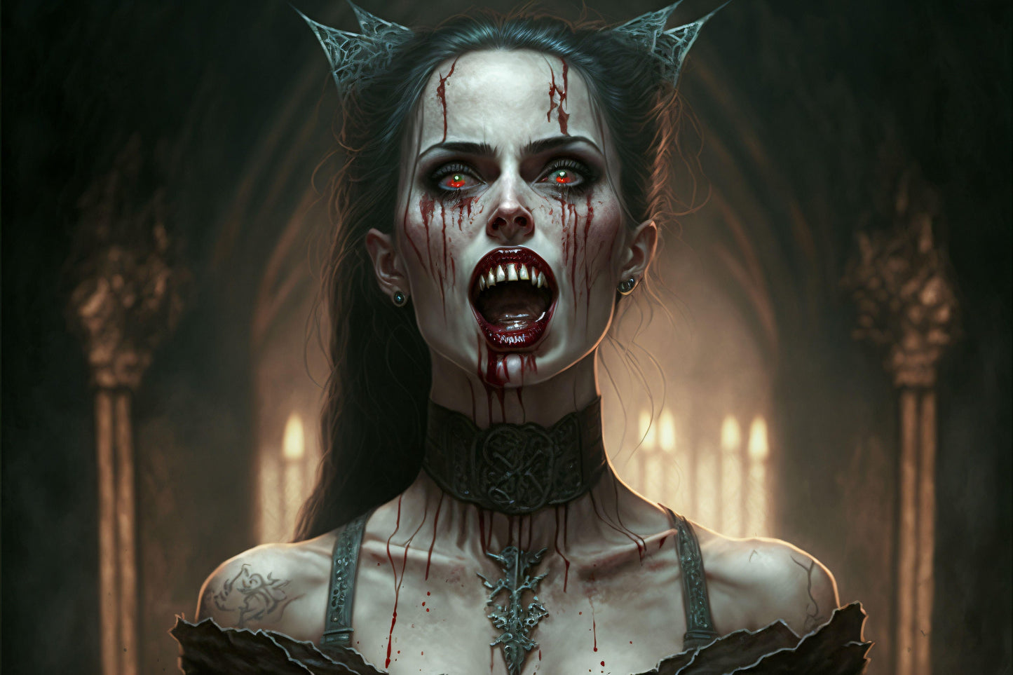 Vampiress - After Feeding - Canvas, Metal, Acrylic, Framed, or Giclee Print