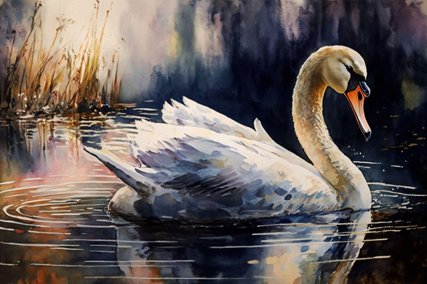 Swan on a Lake - Canvas, Metal, Acrylic, Framed, or Giclee Print