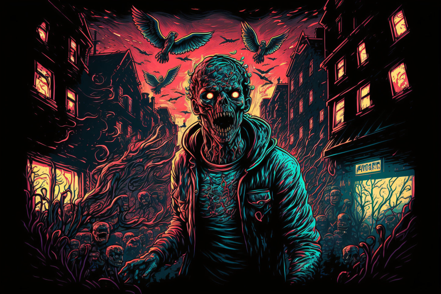 Zombies - Canvas, Metal, Acrylic, Framed, or Giclee Print