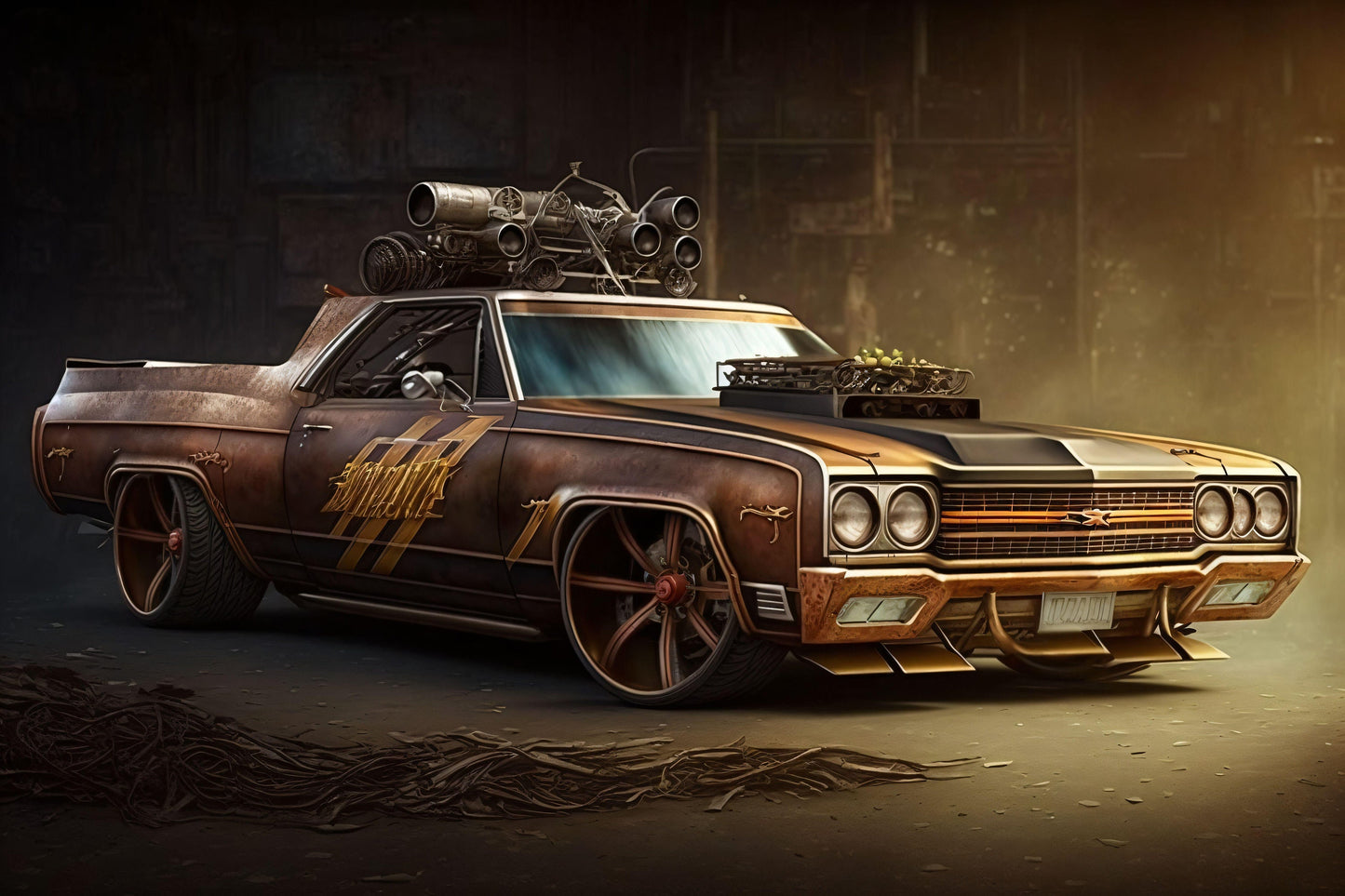 Steampunk Chevrolet El Camino SS 1970 - Canvas, Metal, Acrylic, Framed, or Giclee Print