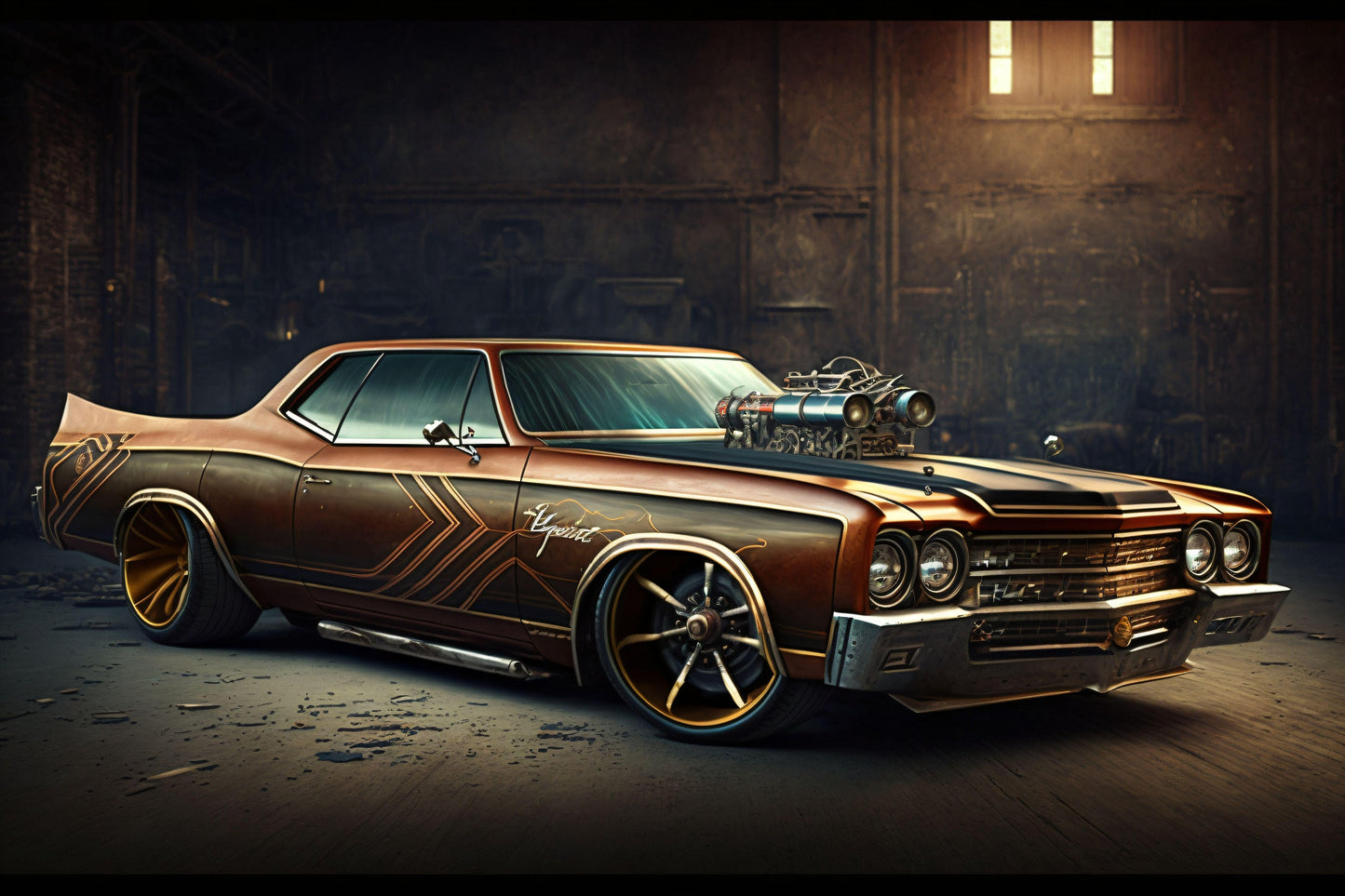 Steampunk Chevrolet El Camino SS 1970 - Canvas, Metal, Acrylic, Framed, or Giclee Print