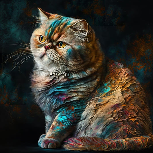 Colorful Exotic Shorthair Cat - Canvas, Metal, Acrylic, Framed, or Giclee Print