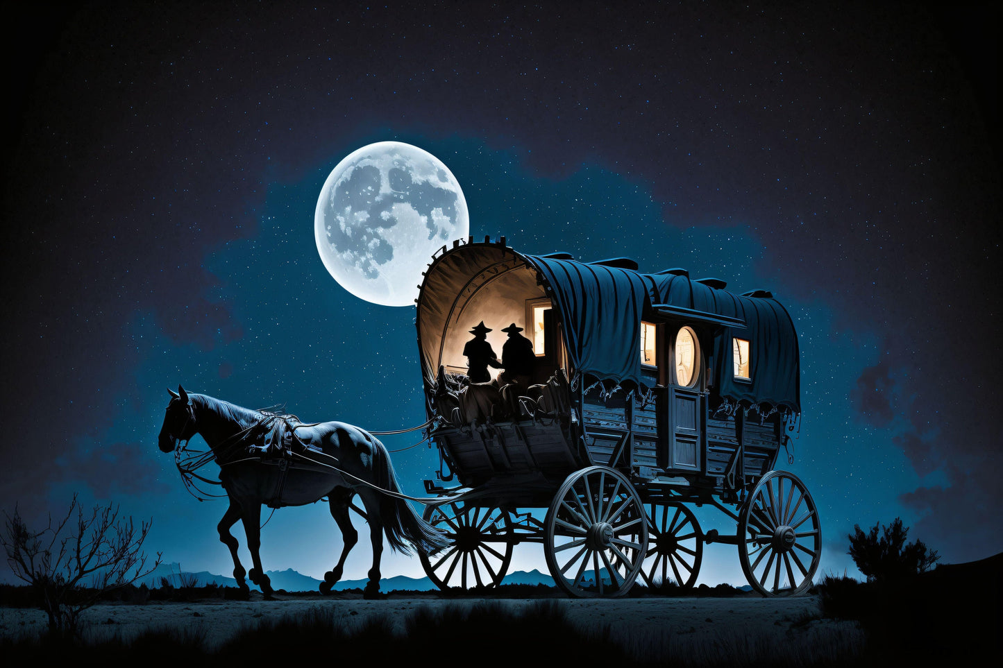 Cowboy Enjoying the Scenery - Watercolor Style