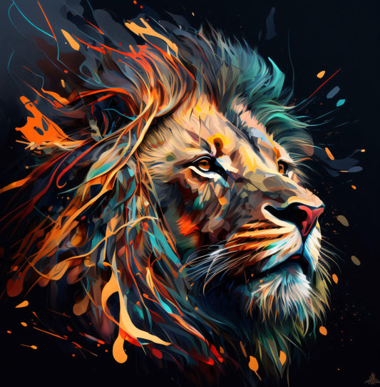 Lion Head Portrait Abstract - Canvas, Metal, Acrylic, Framed, or Giclee Print