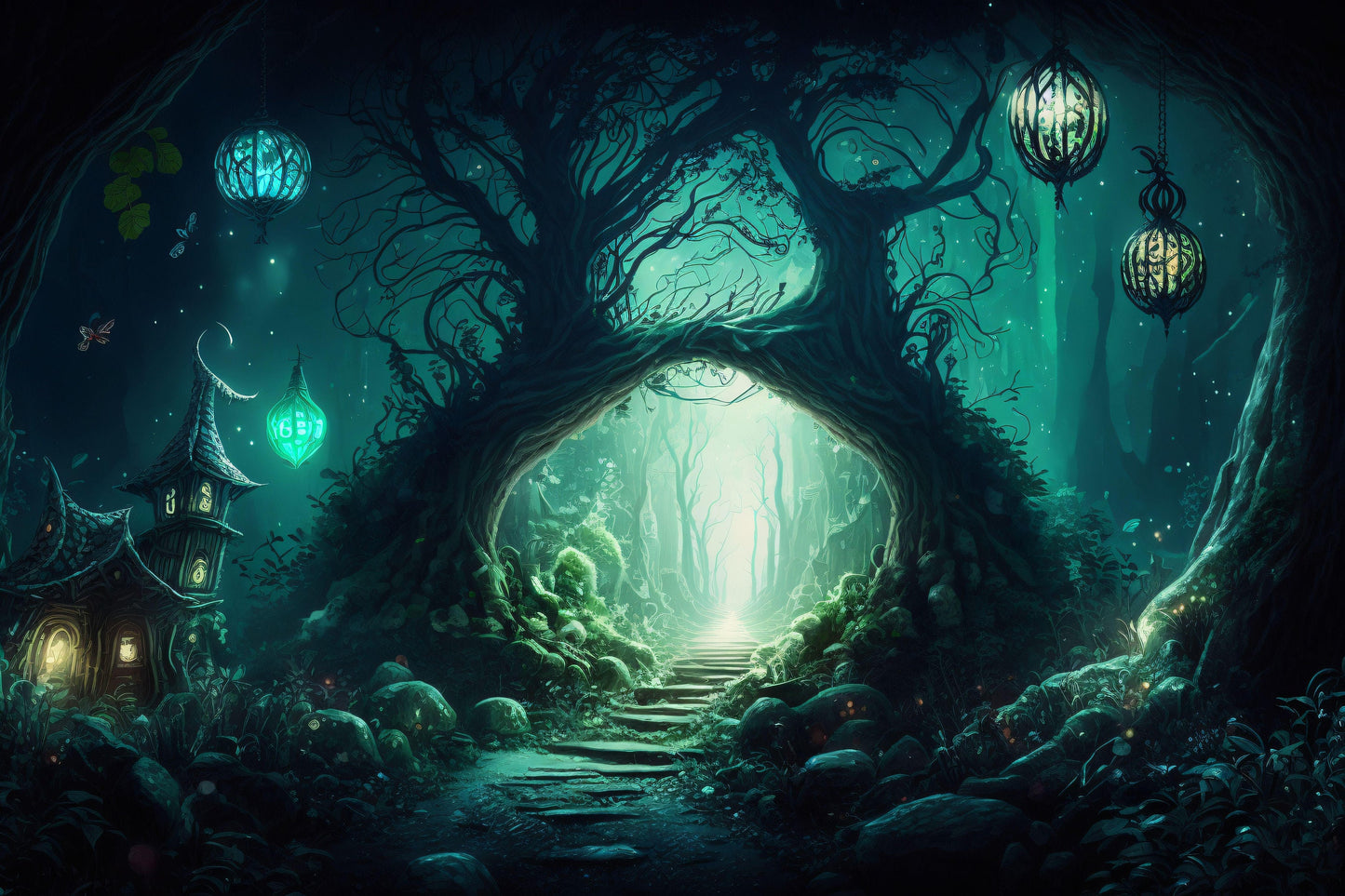 Colorful Fantasy Forest - Canvas, Metal, Acrylic, Framed, or Giclee Print