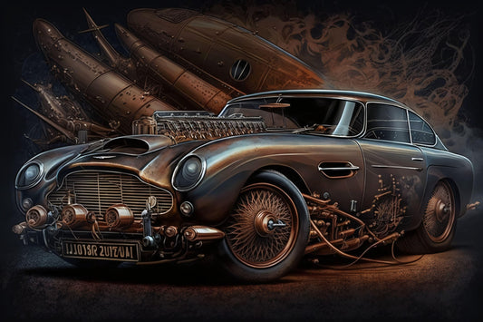 Steampunk Aston Martin DB5 1964 - Canvas, Metal, Acrylic, Framed, or Giclee Print