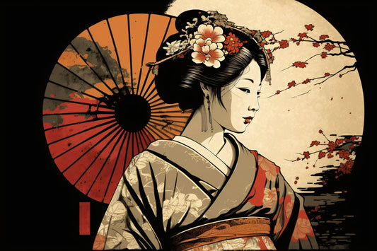 Japanese Woman - Canvas, Metal, Acrylic, Framed, or Giclee Print