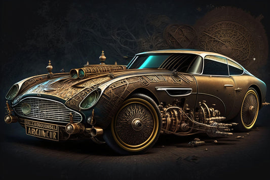 Steampunk Aston Martin DB5 1964 - Canvas, Metal, Acrylic, Framed, or Giclee Print