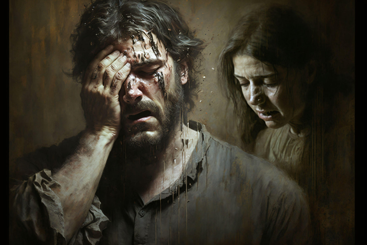 Depressed Couple - Canvas, Metal, Acrylic, Framed, or Giclee Print