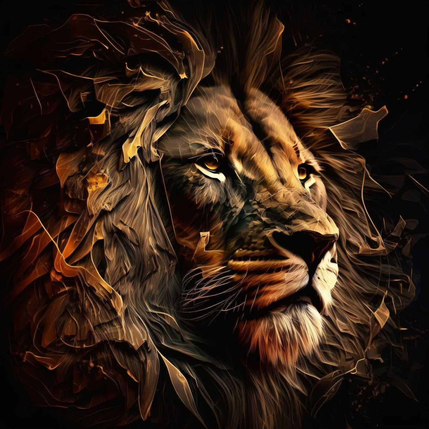 Lion Head Portrait Abstract - Canvas, Metal, Acrylic, Framed, or Giclee Print