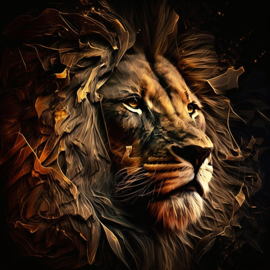 Lion Head Portrait Abstract - Canvas, Metal, Acrylic, Framed, or Giclee Print