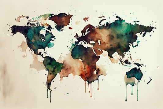 Colorful World Map - Canvas, Metal, Acrylic, Framed, or Giclee Print