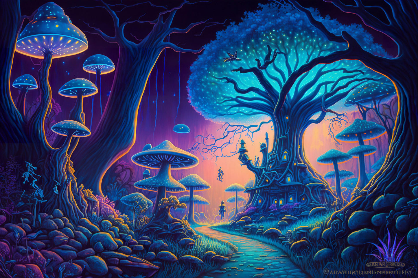 Colorful Mushroom City - Canvas, Metal, Acrylic, Framed, or Giclee Print