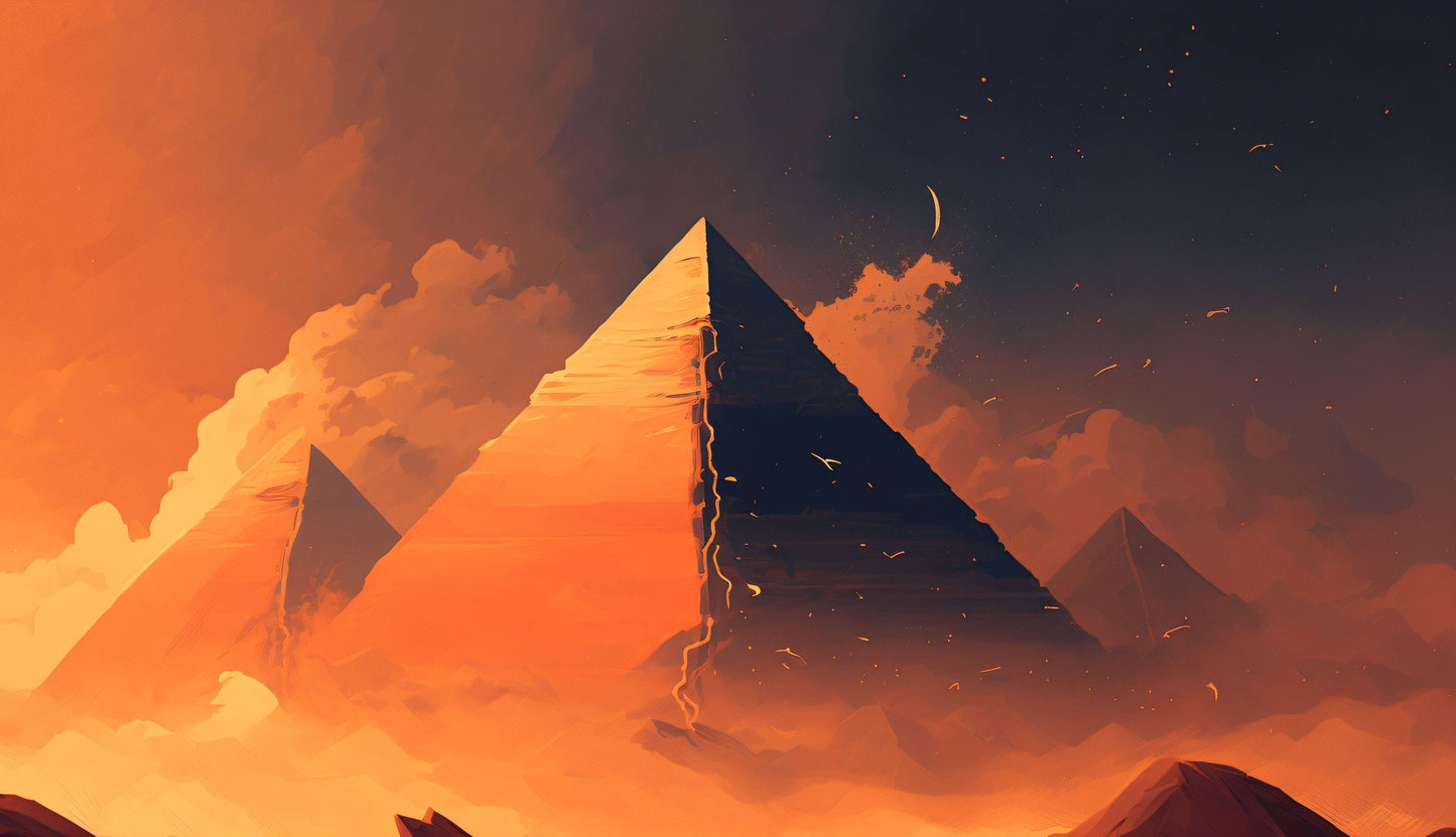 Colorful Pyramid Landscape - Canvas, Metal, Acrylic, Framed, or Giclee Print