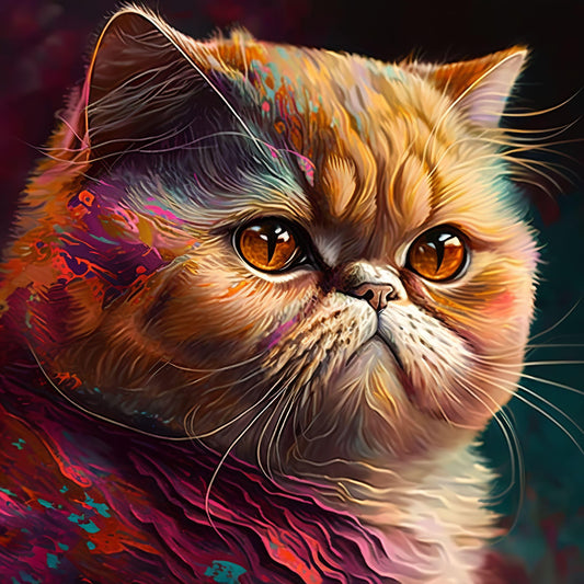 Colorful Exotic Shorthair Cat - Canvas, Metal, Acrylic, Framed, or Giclee Print