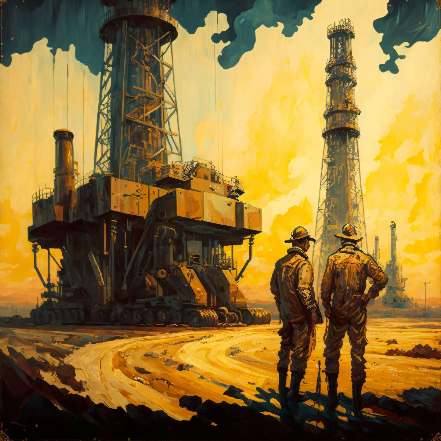 Oil Field Roughnecks - Canvas, Metal, Acrylic, Framed, or Giclee Print