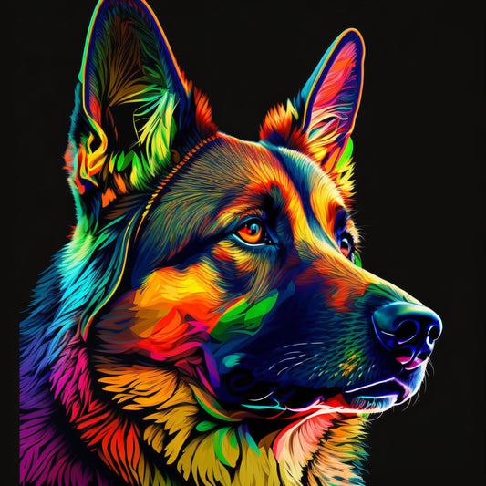 German Shepherd - Colorful - Canvas, Metal, Acrylic, Framed, or Giclee Print