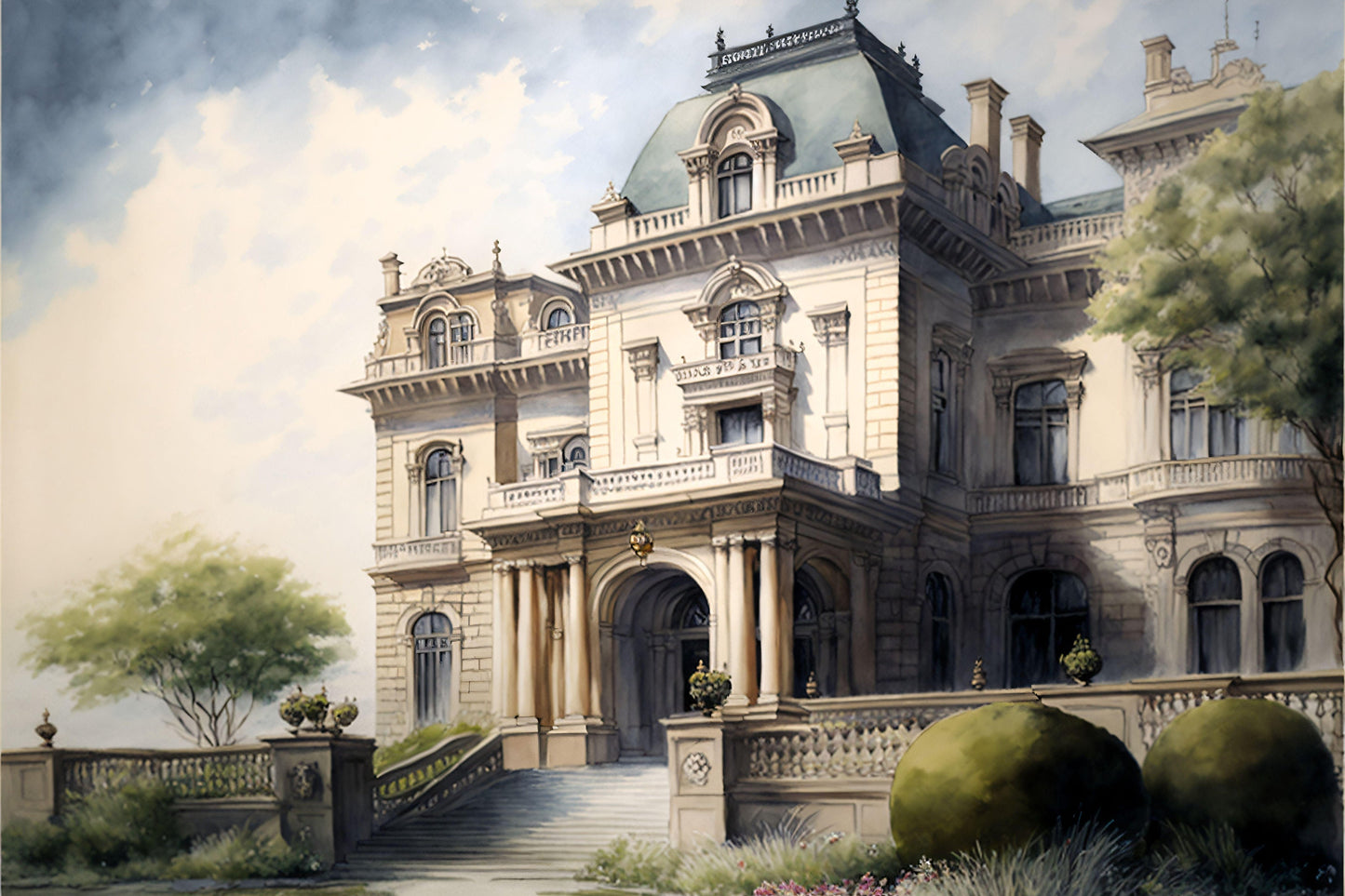 New England Mansion - Canvas, Metal, Acrylic, Framed, or Giclee Print