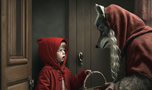 Little Red Riding Hood/Big Bad Wolf - Canvas, Metal, Acrylic, Framed, or Giclee Print