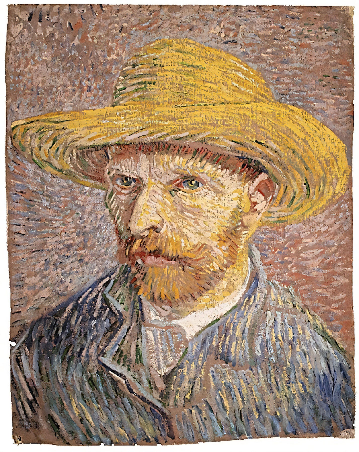 Self-Portrait by Van Gogh in Straw Hat - Canvas, Metal, Acrylic, Framed, or Giclee Print