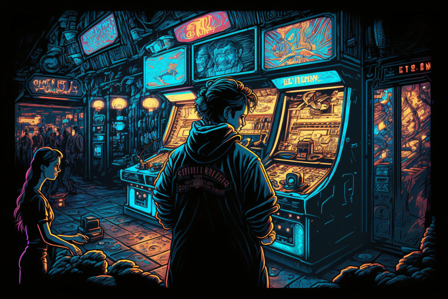 Neon Arcade - Canvas, Metal, Acrylic, Framed, or Giclee Print
