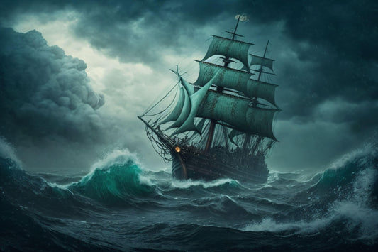 Old Ship in Rough Seas - Canvas, Metal, Acrylic, Framed, or Giclee Print