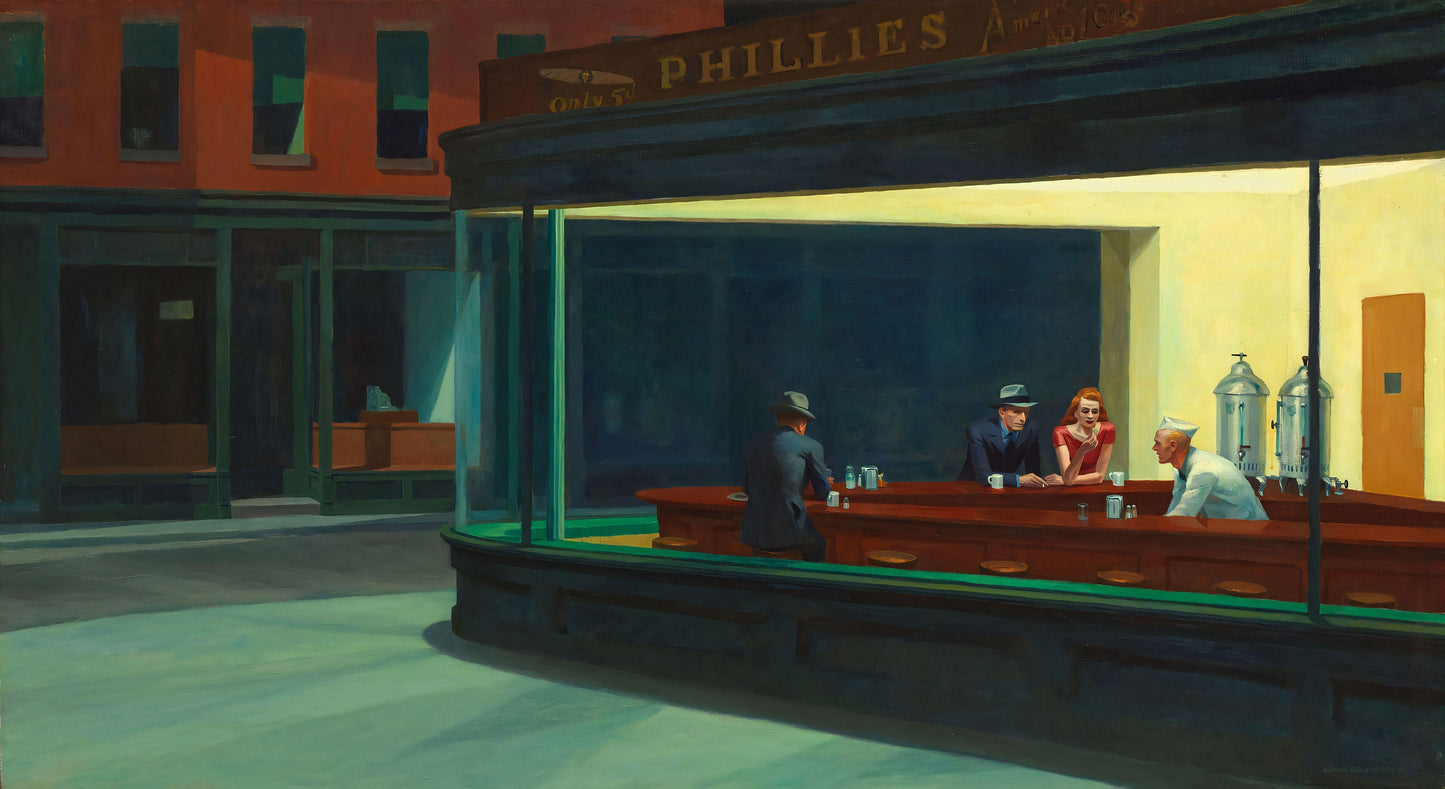 Nighthawks by Edward Hopper - Canvas, Metal, Acrylic, Framed, or Giclee Print