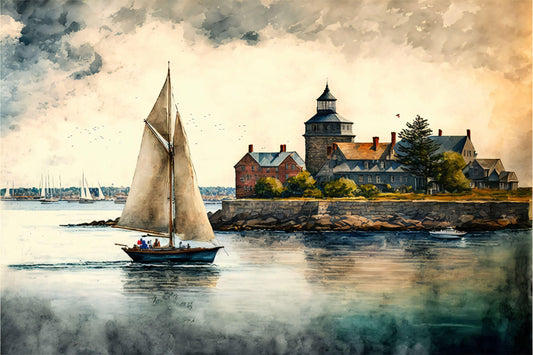 New England  Sailboat - Canvas, Metal, Acrylic, Framed, or Giclee Print