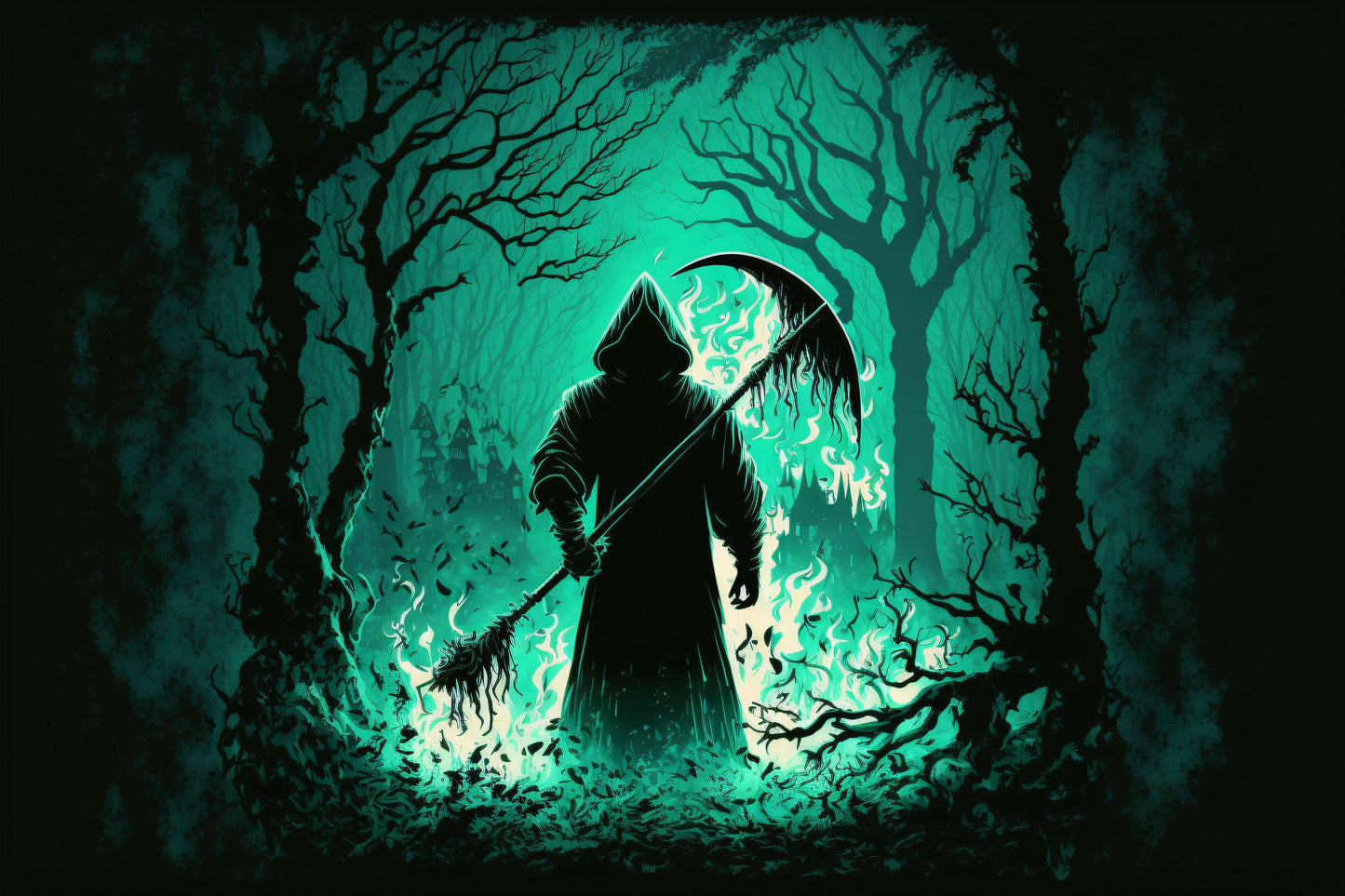 Grim Reaper holding a Scythe - Canvas, Metal, Acrylic, Framed, or Giclee Print