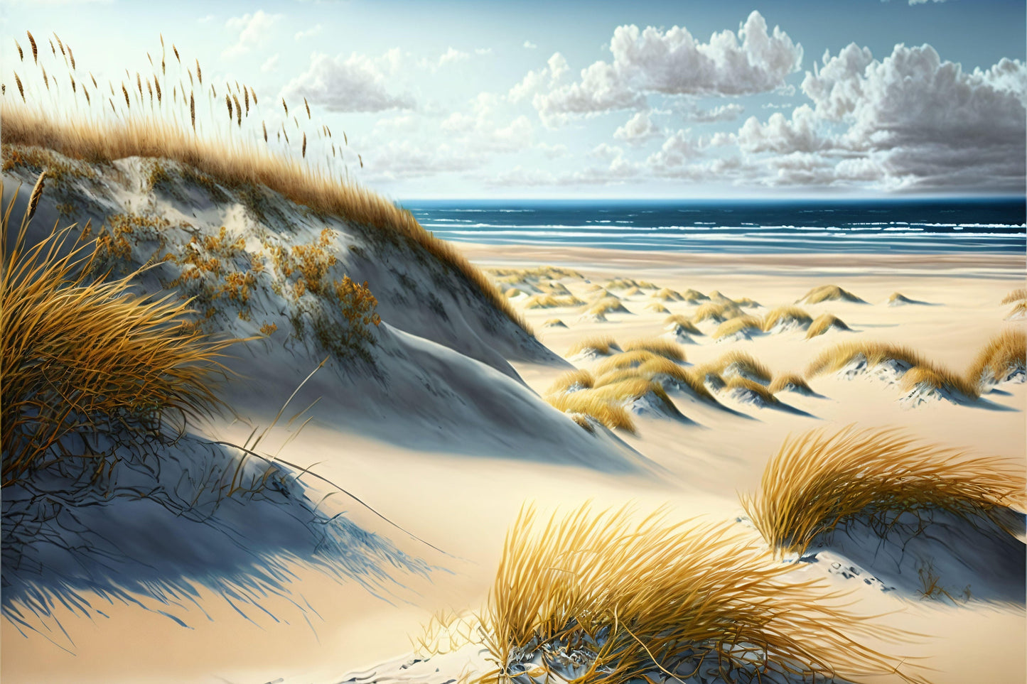Beach Scene with Dunes - Canvas, Metal, Acrylic, Framed, or Giclee Print