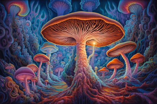 Psychedelic Mushroom Portrait - Canvas, Metal, Acrylic, Framed, or Giclee Print