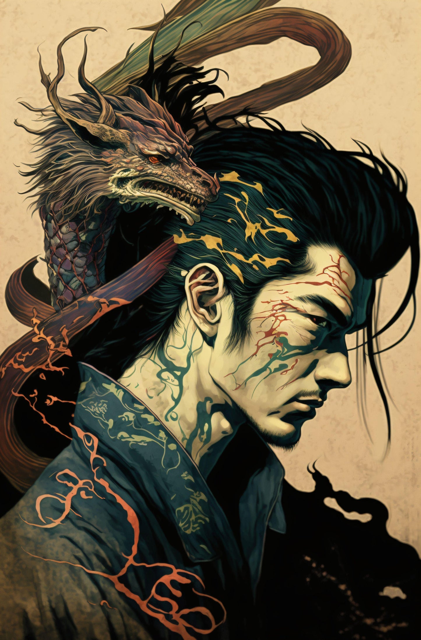 Japanese Samurai - Canvas, Metal, Acrylic, Framed, or Giclee Print