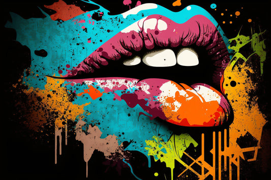 Graffiti Style Lips - Canvas, Metal, Acrylic, Framed, or Giclee Print