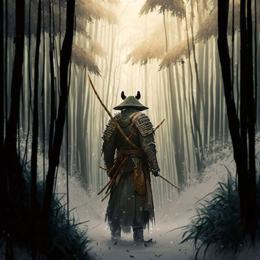 Samurai in Bamboo Forest - Canvas, Metal, Acrylic, Framed, or Giclee Print