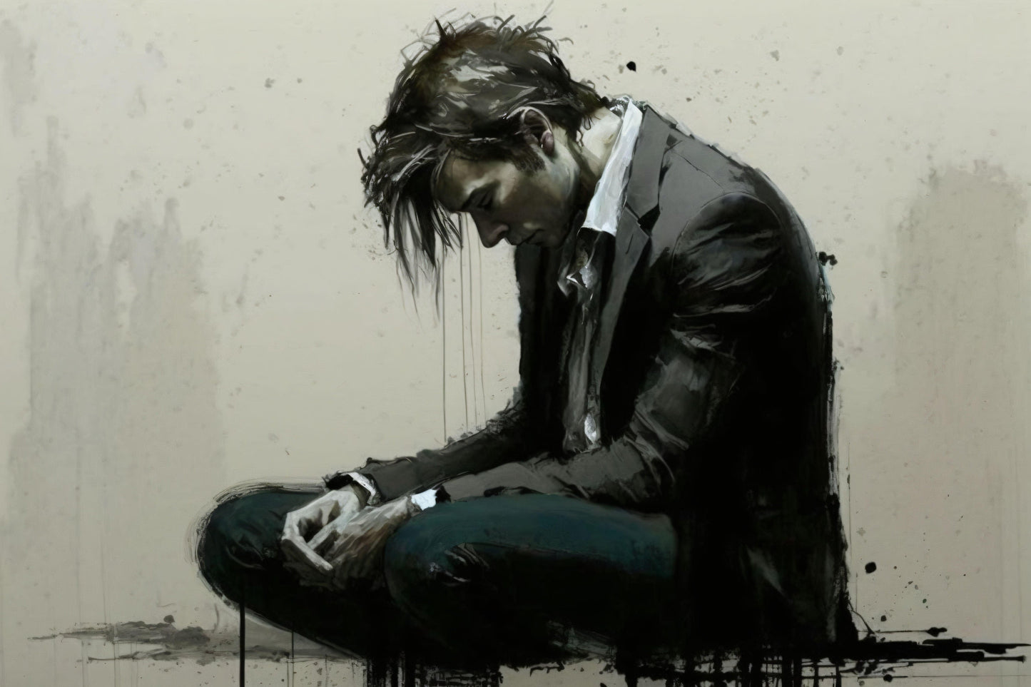 Depressed Man - Canvas, Metal, Acrylic, Framed, or Giclee Print