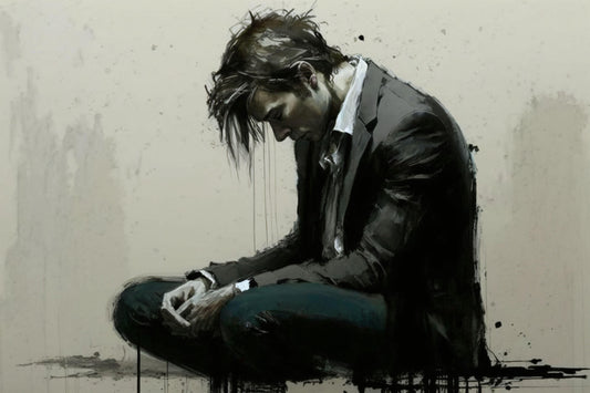 Depressed Man - Canvas, Metal, Acrylic, Framed, or Giclee Print