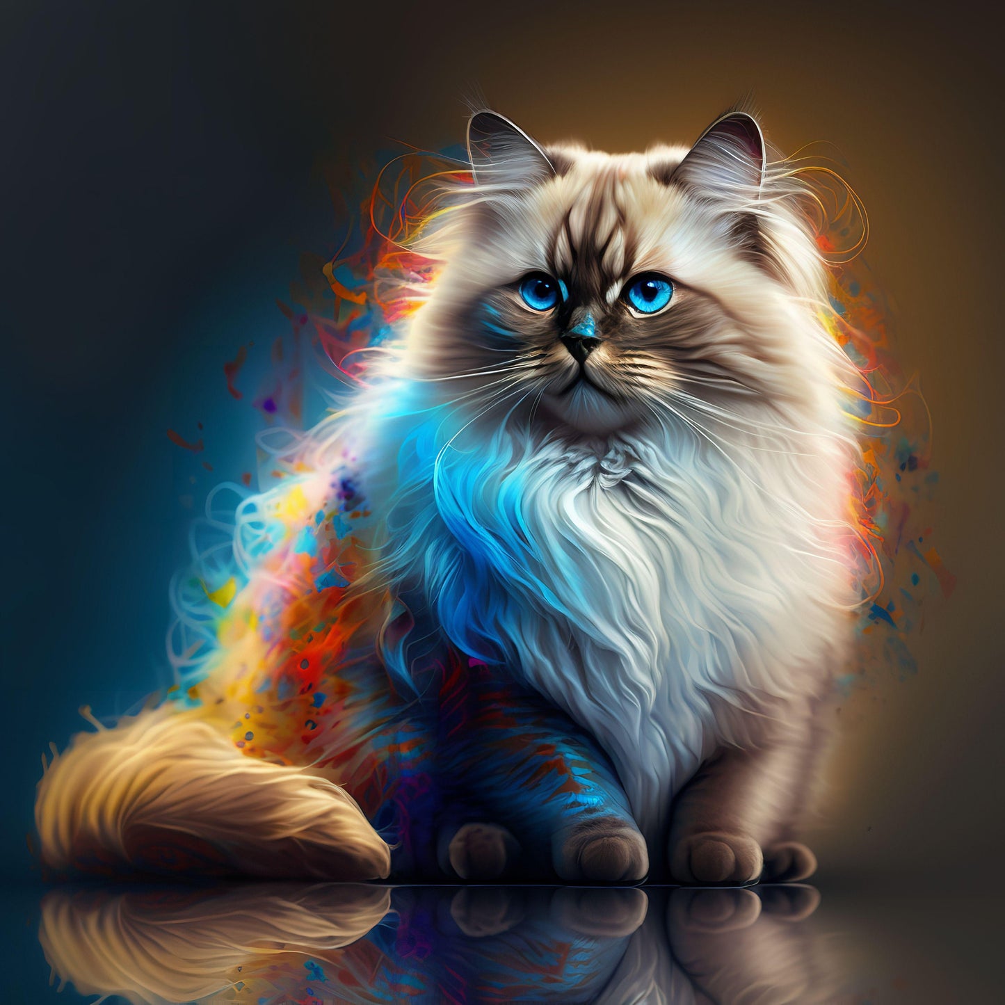 Colorful Ragdoll Cat - Canvas, Metal, Acrylic, Framed, or Giclee Print