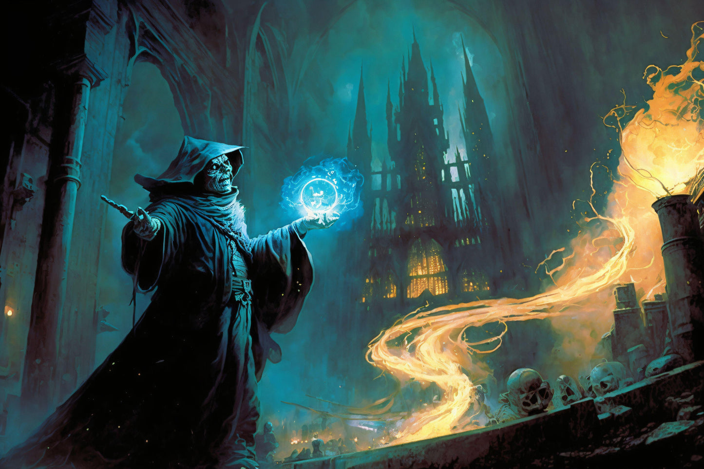 Dark Goblin Wizard Casting a Spell - Colorful