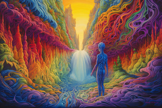 Psychedelic Waterfall Forest - Canvas, Metal, Acrylic, Framed, or Giclee Print