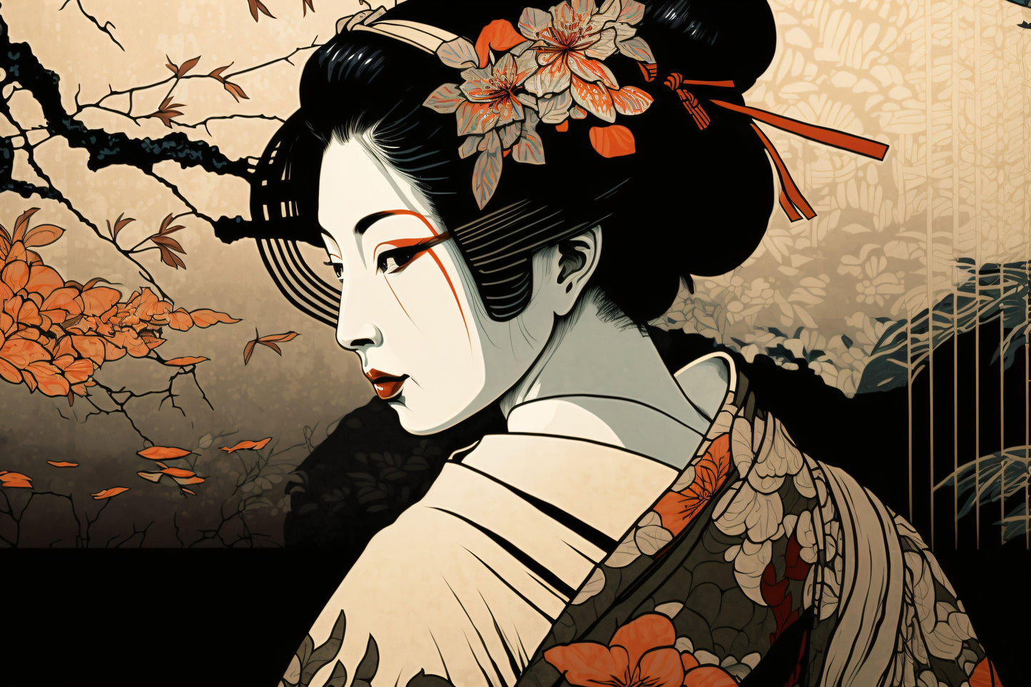 Japanese Woman - Canvas, Metal, Acrylic, Framed, or Giclee Print