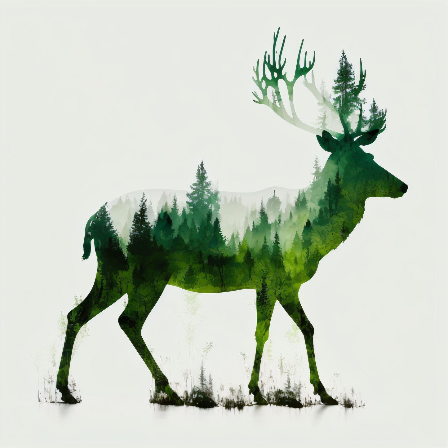 Buck Silhouette in Forest