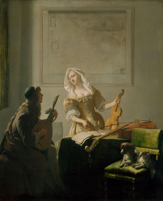 The Music Lesson - Jacob Ochtervelt - Canvas, Metal, Acrylic, Framed, or Giclee Print