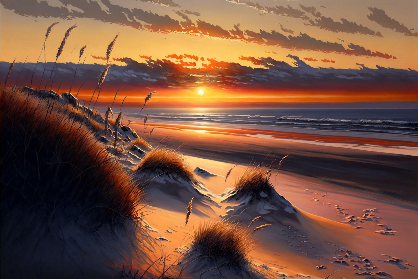 Beach Scene with Dunes - Canvas, Metal, Acrylic, Framed, or Giclee Print