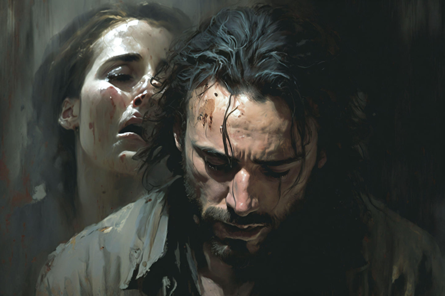 Depressed Couple - Canvas, Metal, Acrylic, Framed, or Giclee Print