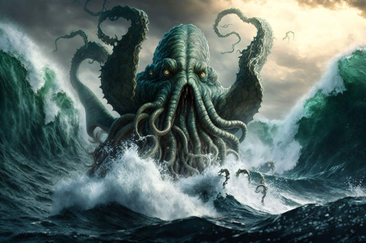 Cthulhu Rising from the Sea - Canvas, Metal, Acrylic, Framed, or Giclee Print