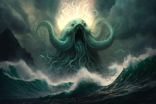 Cthulhu Rising from the Sea - Canvas, Metal, Acrylic, Framed, or Giclee Print