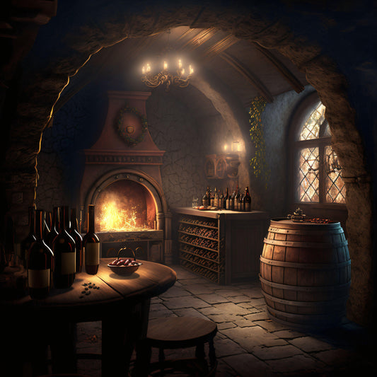Cozy Warm Wine Cellar - Version 1 - Canvas, Metal, Acrylic, Framed, or Giclee Print